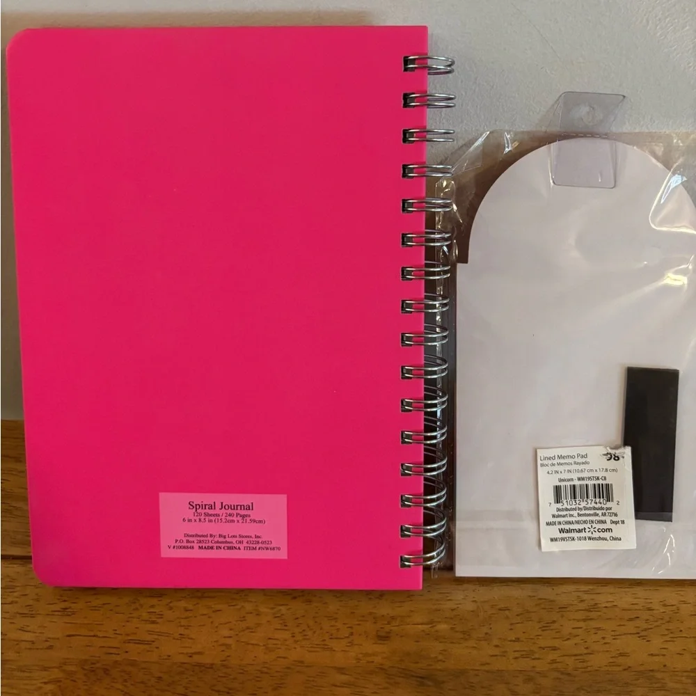 Spiral Notebook Journal ONE OF A KIND Unicorn Pink and Magnetic Notepad Bundle